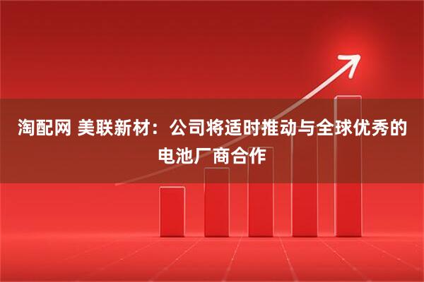 淘配网 美联新材：公司将适时推动与全球优秀的电池厂商合作