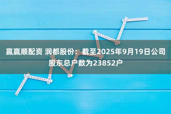 赢赢顺配资 润都股份：截至2025年9月19日公司股东总户数为23852户